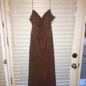 Chocolate Brown Beaded Gown